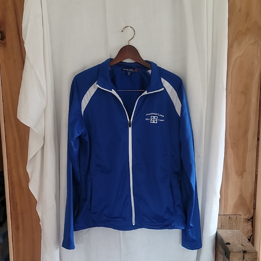 Blue Zip-Up Jacket with White Accents